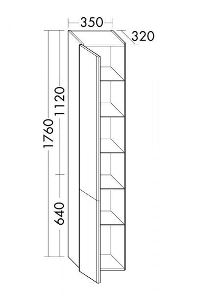 Burgbad Iveo Hochschrank mit 2 Türen und 1 Spiegel an der Innenseite HSIH035LF2833G0161