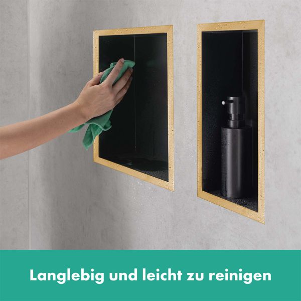 Hansgrohe XtraStoris Individual Wandnische mit Rahmen 300/300/100, schwarz matt/polished gold optic
