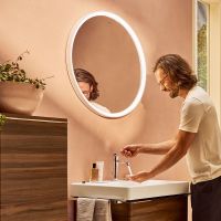 Vorschau: Hansgrohe Xarita S Spiegel mit LED-Beleuchtung rund 70cm IR Sensor, weiß matt 54991700