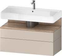 Vorschau: Duravit Qatego Unterschrank 99x47cm in taupe matt, mit offenem Fach in eiche marmoriert QA4395