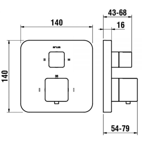 Laufen Sense 2-Griff-Fertigmontag-Set für thermostatischen Unterputz-Bademischer zu Simibox H3233960040001_1