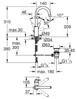 Vorschau: Grohe BauFlow Einhand-Waschtischbatterie mit Ablaufgarnitur, L-Size, chrom