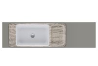 Vorschau: Duravit Qatego Natursteinkonsole aus grauem Travertin mit Aufsatzbecken, 100x41cm, weiß