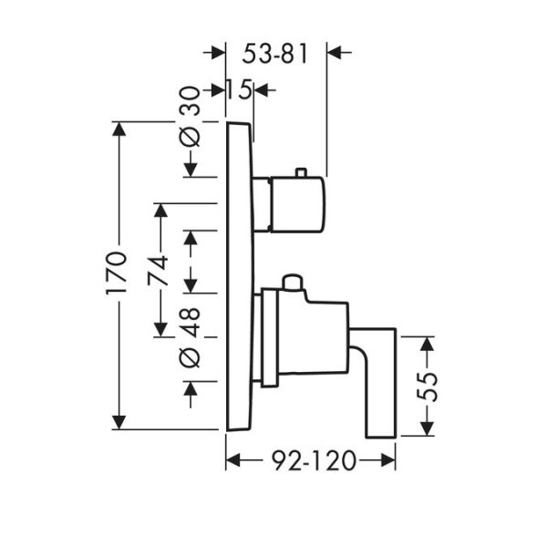 Axor Citterio Thermostat Unterputz mit Ab- und Umstellventil und Hebelgriff