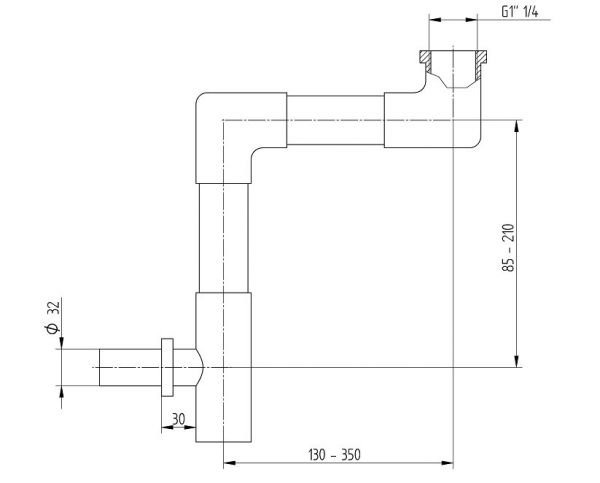 Avenarius Universal Flach-Aufputz-Siphon 1 1/4", chrom