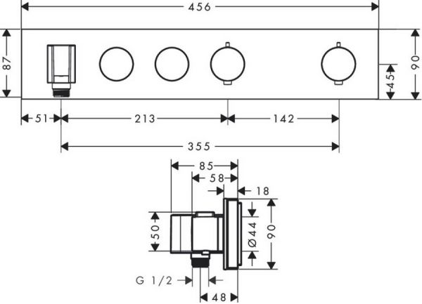Axor ShowerSolutions Thermostatmodul Select 460/90 Unterputz für 2 Verbraucher