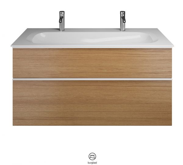 Burgbad Fiumo Doppelwaschtisch 122cm mit Waschtischunterschrank