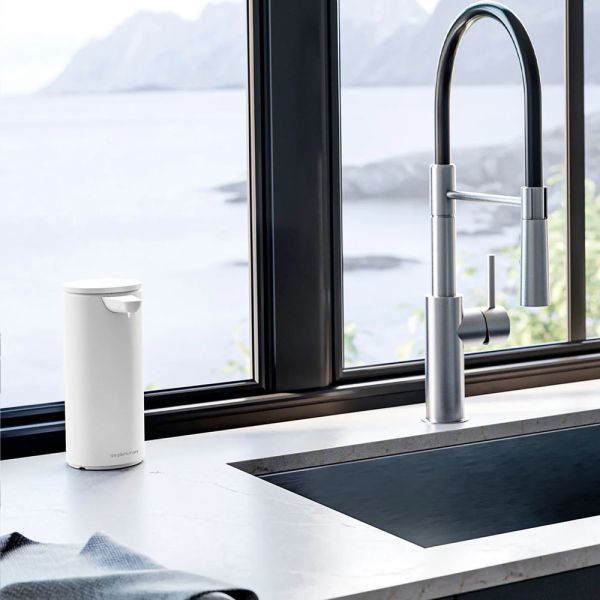 simplehuman Sensorspender 414ml wiederaufladbar, hochwertiger weißer Edelstahl ST1075