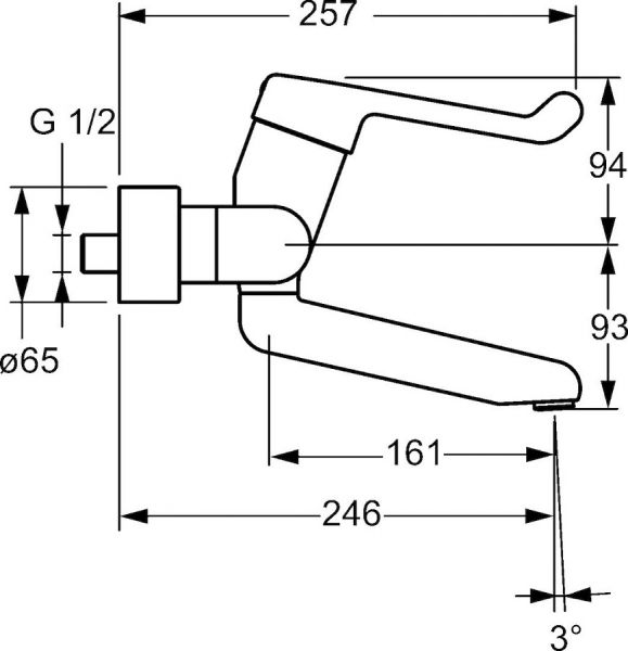 Hansa Hansamedipro Waschtisch-Einhand-Sicherheitsbatterie, Sicherheitshebel, 246mm, chrom