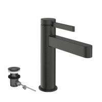 Vorschau: hansgrohe Finoris Waschtischmischer 110, Zugstangen-Ablaufgarnitur, brushed black chrome 76020340