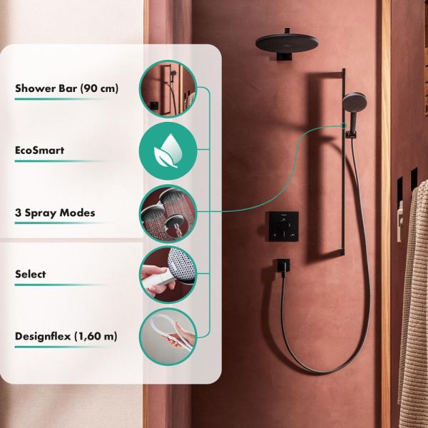 hansgrohe Raindance Alive Select S Duschset Duschset Unica E Puro 90cm, 3 Strahlarten, weiß matt