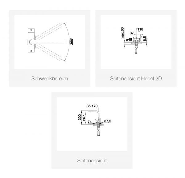 Blanco Fontas II Küchenarmatur 3in1 mit Mischhebel, mit Filterfunktion, schwarz matt