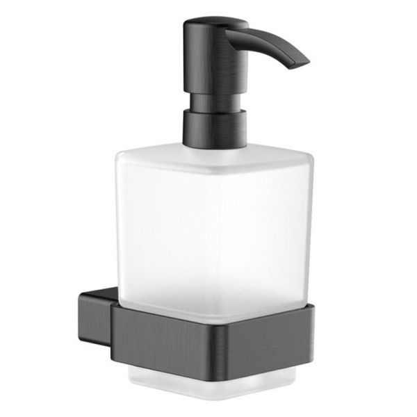 emco loft Seifenspender Wandmodell, Kristallglas satiniert, schwarzchrom gebürstet 052100501