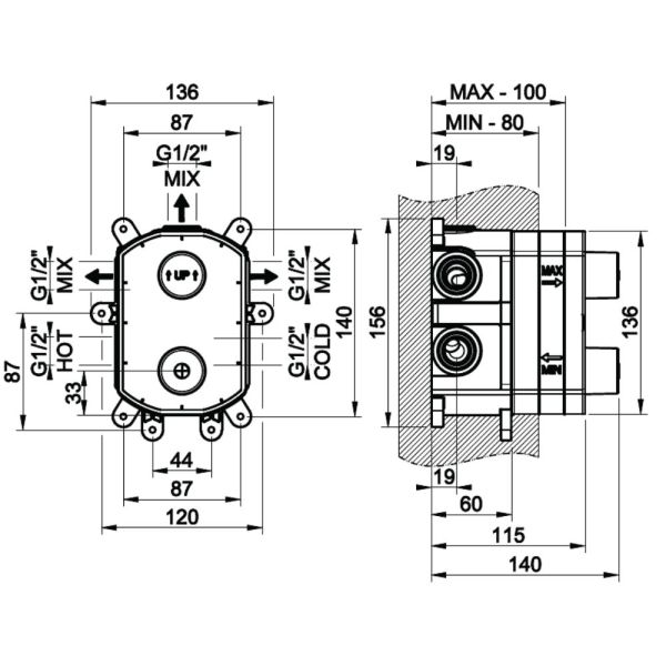 Gessi UP-Körper für Thermostat