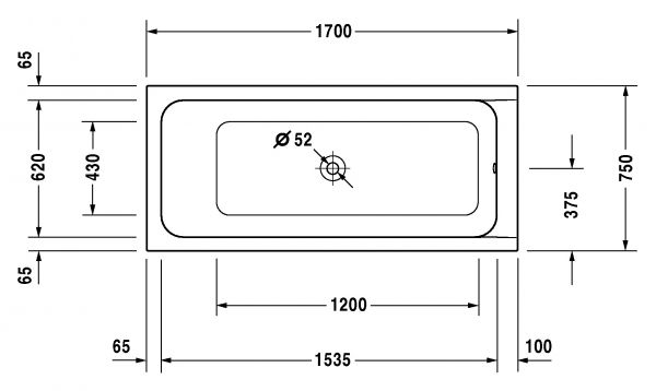 Duravit D-Code Rechteck-Badewanne 170x75cm, weiß