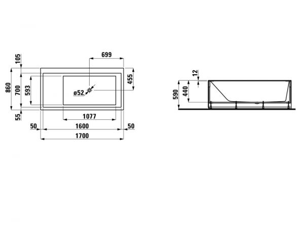 Kartell by Laufen Badewanne mit LED-Beleuchtung, Ecke rechts, 170x86cm, weiß H2233350006161_3