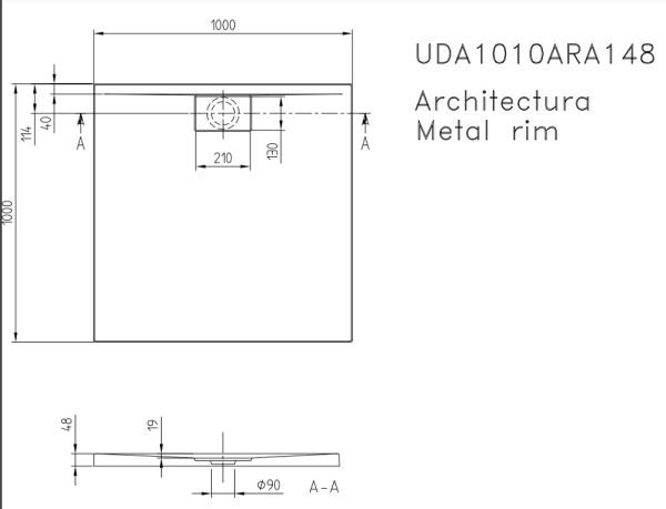 Villeroy&Boch Architectura MetalRim Duschwanne, 100x100cm