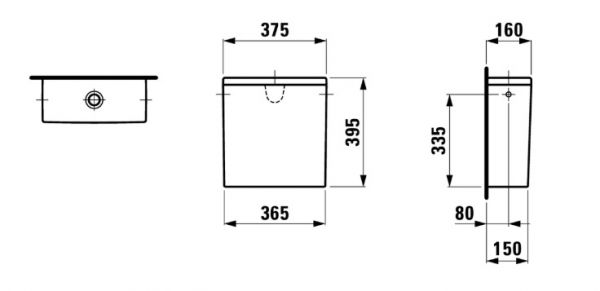 Laufen Pro Spülkasten Dual-Flush, Wasseranschluss seitlich links oder rechts 82995.2