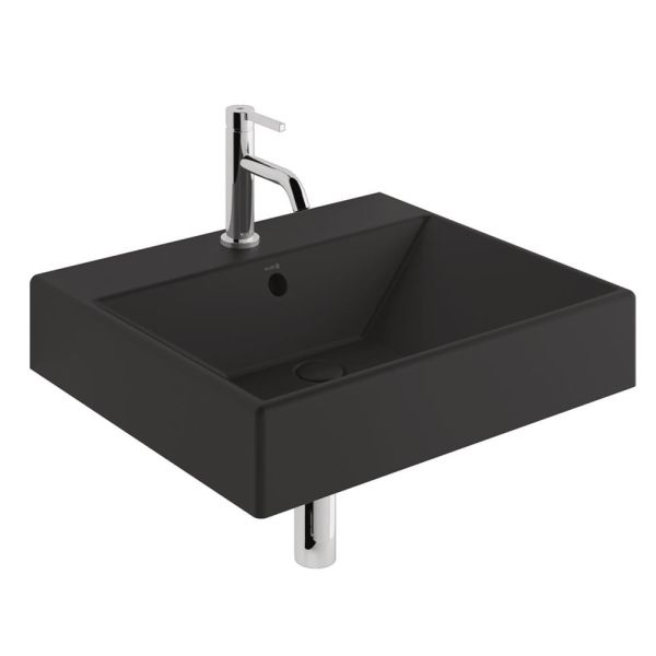 Kludi RESA Waschtisch 61x50cm mit 1 Hahnloch, Überlauf, schwarz matt 59WW6139