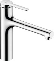 Vorschau: Hansgrohe Zesis M33 Küchenarmatur 160, Metall Ausziehbrause, 2 Strahlarten, chrom 74822000