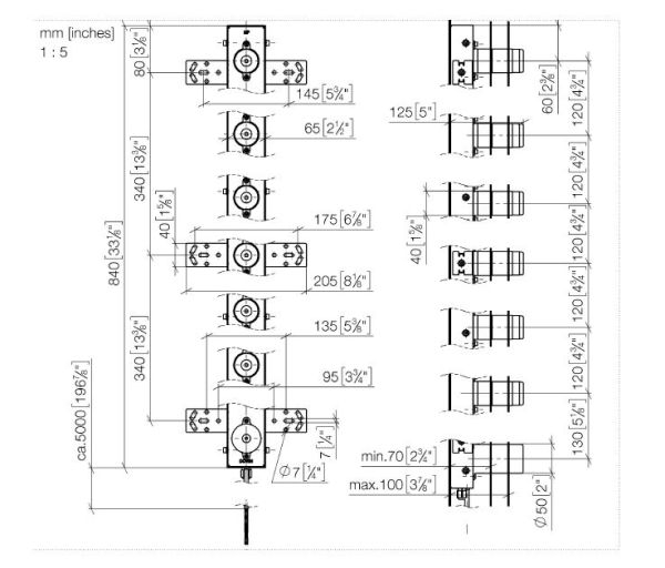 Dornbracht Wandeinbaukasten für 6-fachen Handtuchwärmer mit Bedienelement