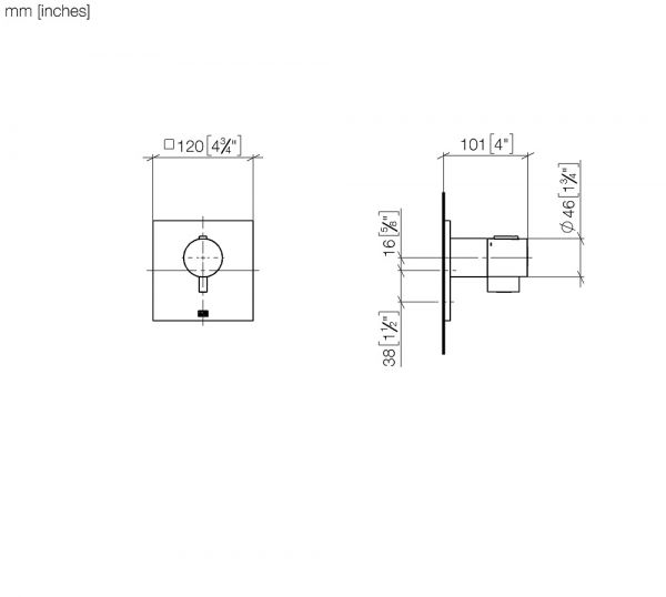 Dornbracht xTOOL UP-Thermostat ohne Mengenregulierung 1/2" Maße