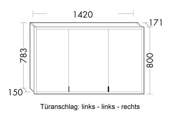 Burgbad rl20 Spiegelschrank 142x80cm mit Lichtrahmen, Wandeinbau, Türanschlag rechts SPVL140RF6947