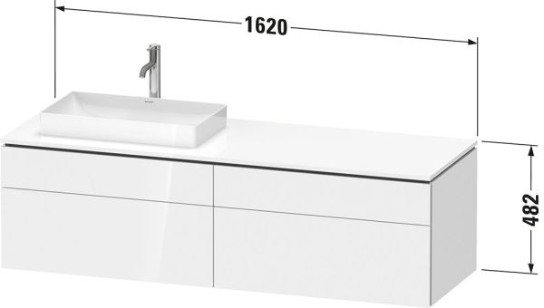 Duravit L-Cube Waschtischunterschrank 162x55cm mit 4 Schubladen für Aufsatzbecken links oder rechts