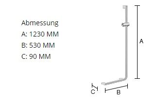 Smedbo Living L-förmiger Haltegriff rechts 123x53cm, chrom FK816