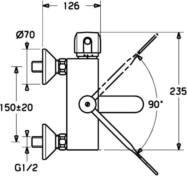 Hansa Hansatempra Wasch-/Spültisch-Thermostat-Wandbatterie mit Auslaufentleerung, 270mm, chrom