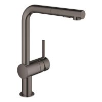 Vorschau: Grohe Minta Wasserhahn herausziehbare Spülbrause L-Auslauf, hard graphite poliert 30274A00