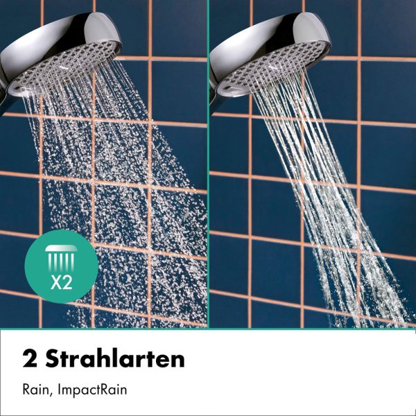 hansgrohe Activera Select S Handbrause 95 2 Strahlarten EcoSmart+ mit Booster, chrom