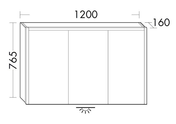 Burgbad Devio Spiegelschrank 120x76cm mit horizontaler LED-Beleuchtung, 3 Spiegeltüren