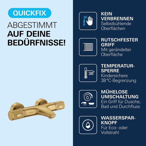 Grohe Precision Feel Wannenthermostat, ProGrip, cool sunrise gebürstet 34788GN0