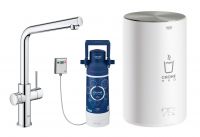 Grohe Red Duo Einhand-Spültischbatterie, L-Auslauf, Armatur und Boiler Größe M, chrom