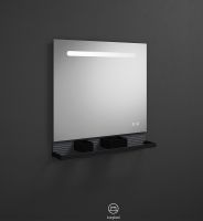 Vorschau: Burgbad Fiumo LED-Spiegel 80cm mit Ablage, Reling in schwarz