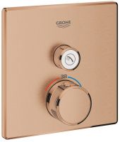 Grohe Grohtherm SmartControl Thermostat mit einem Absperrventil, Fertigmontageset eckig warm sunset gebürstet 29123DL0