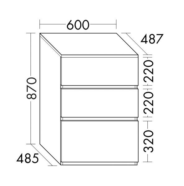 Burgbad Lin20 Unterschrank mit 3 Auszüge, bodenstehend, 60x48,7cm 