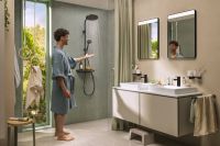 Vorschau: hansgrohe Activera S Duschsystem 240 1jet EcoSmart+ ShowerTablet Select, schwarz matt