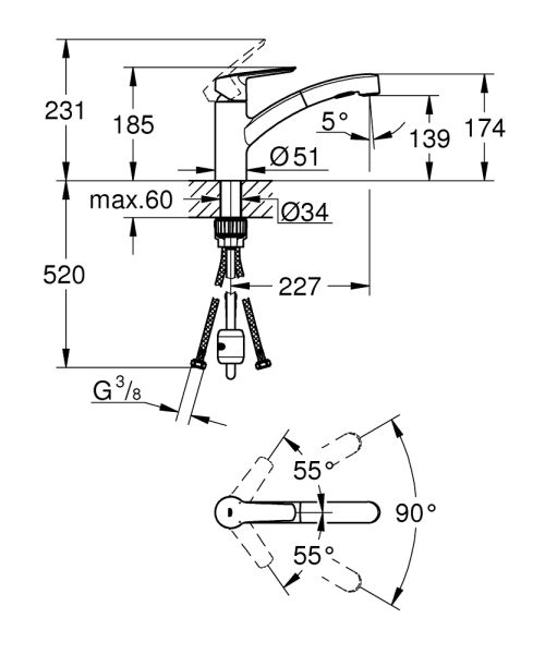 Grohe Einhand-Spültischbatterie mit herausziehbarer Dual Spülbrause, schwarz matt303072431