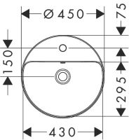 Vorschau: Hansgrohe Xuniva S Aufsatz-Waschtisch rund Ø45cm mit 1 Hahnloch und Überlauf, SmartClean weiß