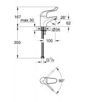 Vorschau: Grohe Euroeco Special Einhand-Sicherheitsmisch-Waschtischbatterie, glatter Körper, chrom