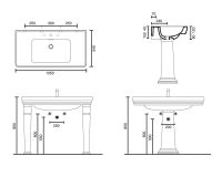 Vorschau: Catalano Canova Royal Waschtisch, 1 Hahnloch, mit Überlauf, 105x54cm, weiß CATAglaze 105CV