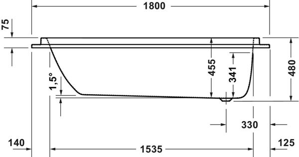 Duravit Balcoon Einbaubadewanne 180x80cm, weiß matt