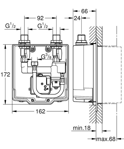 Grohe Eurosmart Cosmopolitan E UP-Einbaukasten m. verdeckter voreinstellbarer. therm. Mischeinrichtung 36336001 3