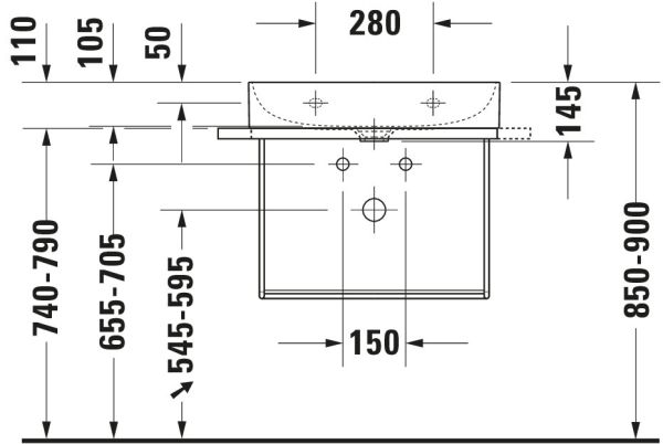 Duravit Dura Square Metallkonsole Wandhängend, zu Waschtisch 235360, chrom