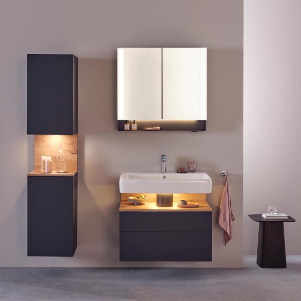 Duravit Qatego Spiegelschrank 80x75cm, 2 Türen, Nischenbeleuchtung, dimmbar