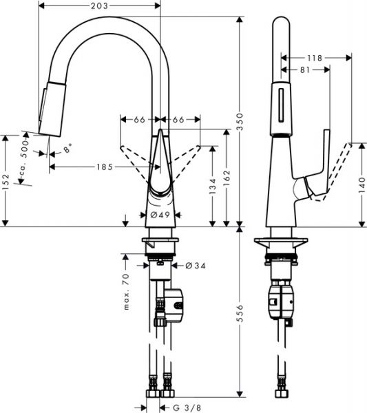 Hansgrohe Talis M51 Einhebel-Küchenmischer 160 mit Ausziehbrause, edelstahl finish