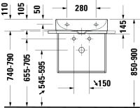 Vorschau: Duravit DuraSquare Waschtisch 50x47cm, ohne Überlauf, ohne Hahnloch, mit nicht verschließbarem Ablaufventil, weiß 2353500070