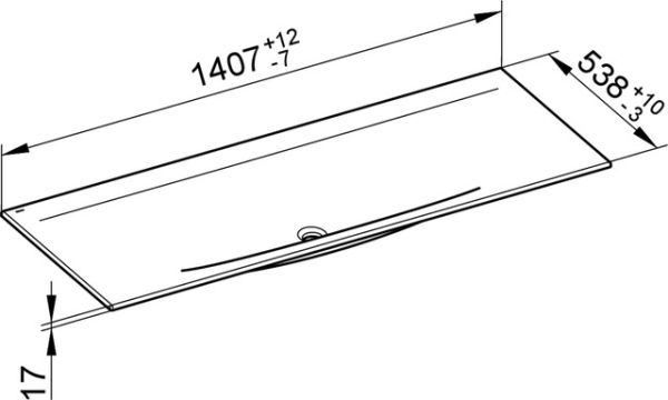 Keuco Edition 11 Keramik-Waschtisch ohne Hahnloch, weiß 140,7x1,7x53,8cm 31160311400